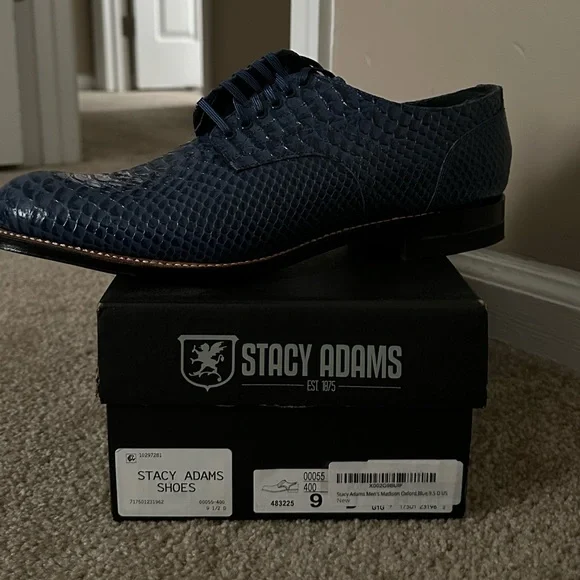 Stacy Adams Madison Oxfords Dress Shoes Mens Size 9 Blue Leather Vintage 00110-400__85121.1752937639.  main image 2